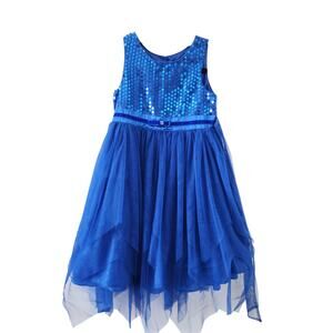 Bloome Girls Blue Sequin Fancy Dress Size 8 Christmas Holiday Dress Sleeveless